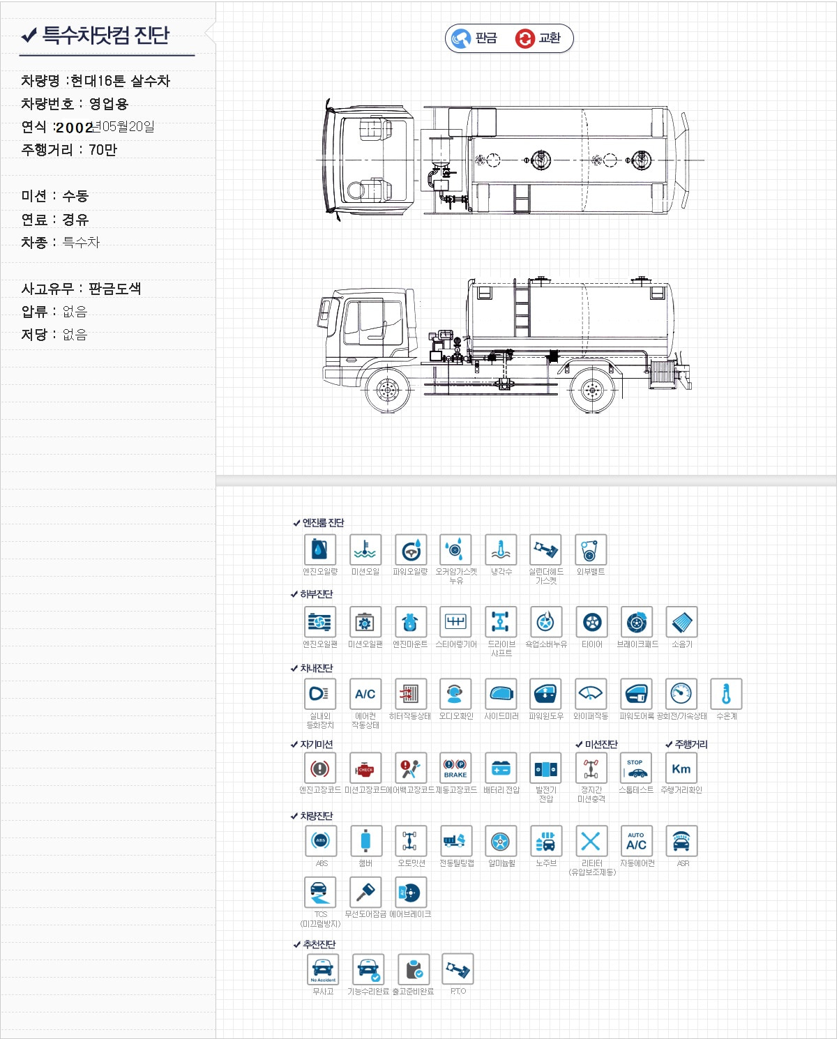 현대16톤 스텐 살수차 상세 이미지